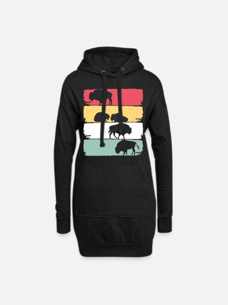 Amerikanischer Bison Zootier - Hoodie-Kleid - Schwarz