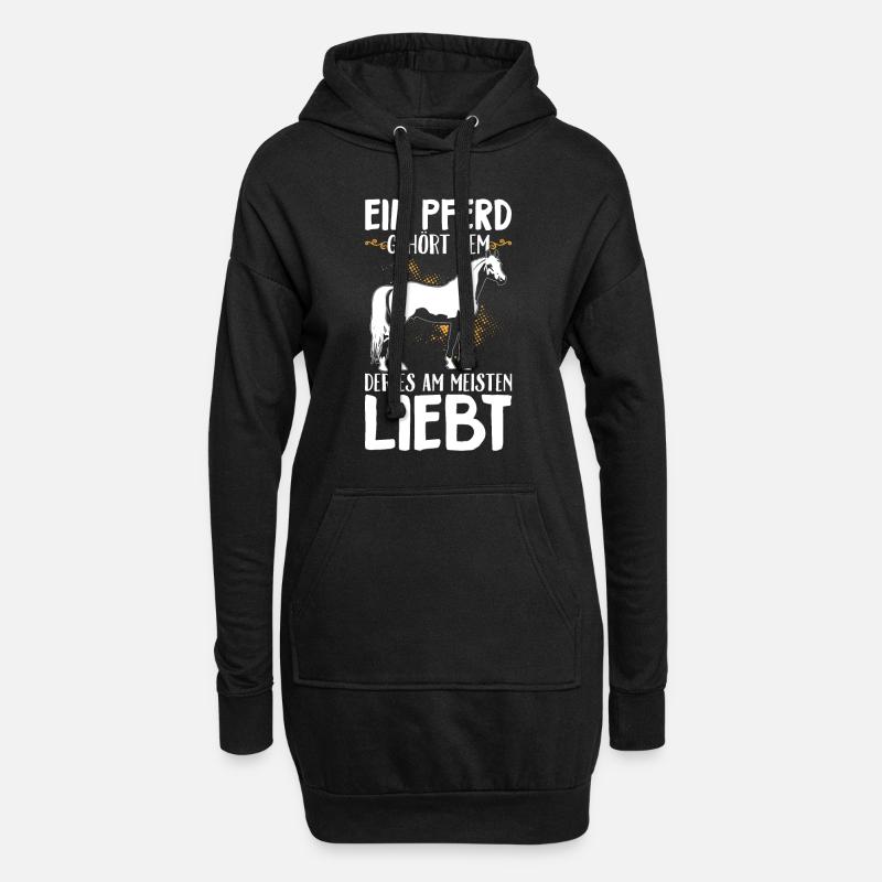 Pferd - Hoodie-Kleid - Schwarz