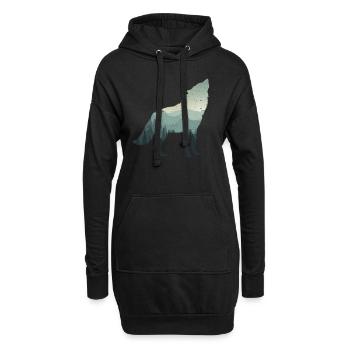 Wolf - Hoodie-Kleid - Schwarz - Vorne