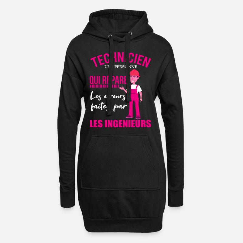 Technikerhemd • Wartung • Geschenk - Hoodie-Kleid - Schwarz