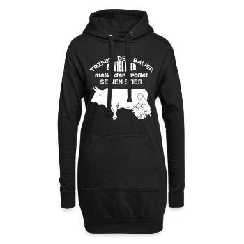 Melken | Bier | Traktor fahren | Landwirt - Hoodie-Kleid - Schwarz - Vorne