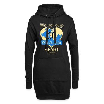 Reisen Herz Weltkarte Konfuzius Zitat Weltreise - Hoodie-Kleid - Schwarz - Vorne