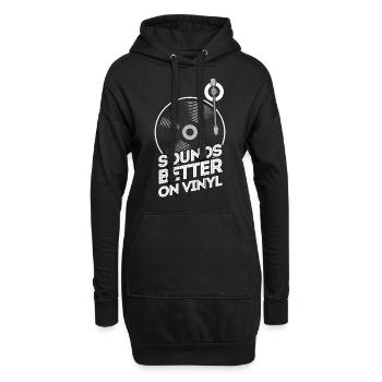 Ça sonne mieux sur le vinyle - Disque vinyle cadeau DJ - Sweat-shirt à capuche long Femme - noir - Devant