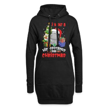 I Want A Hippopotamus For Christmas Funny - Hoodie-Kleid - Schwarz - Vorne