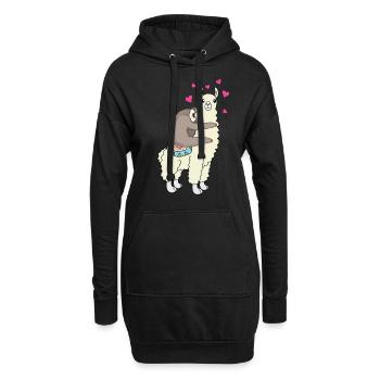 Alpaka Lama Faultier Liebe Herz Freunde Geschenk - Hoodie-Kleid - Schwarz - Vorne