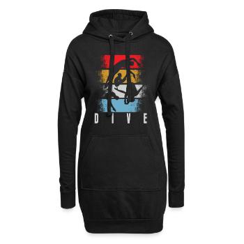 Turmspringen Retro - Hoodie-Kleid - Schwarz - Vorne