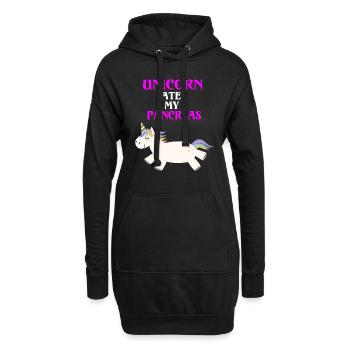 Diabète de type 1 licorne drôle pancréas - Sweat-shirt à capuche long Femme - noir - Devant