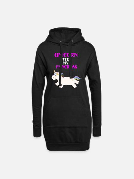 Diabetes Type 1 unicorn funny pancreas - Hoodie Dress - black