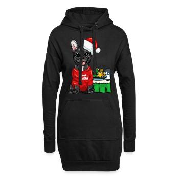 Französische Bulldogge Weihnachtsmann Frenchie - Hoodie-Kleid - Schwarz - Vorne