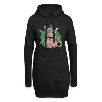 Pin Up Girl Cannabis Marihuana Sexy Bong - Hoodie-Kleid - Schwarz - Vorne