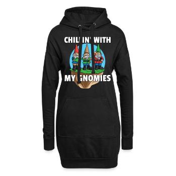 Gartenzwerge Zwerg Garten Gärtner - Hoodie-Kleid - Schwarz - Vorne