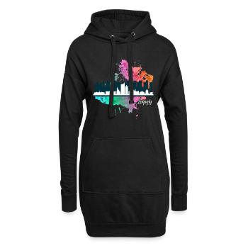 Leipzig - Sweat-shirt à capuche long Femme - noir - Devant