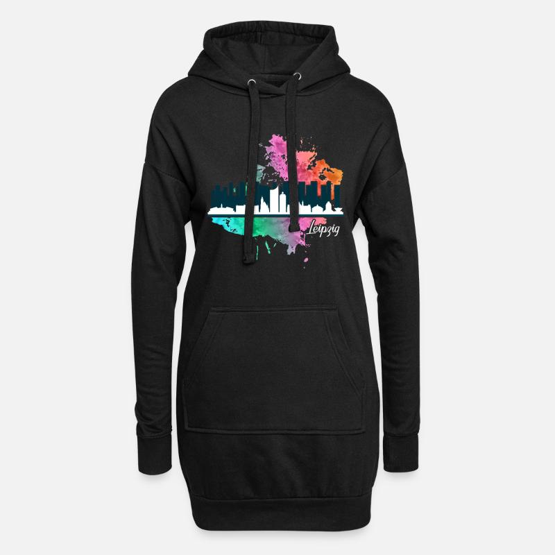 Leipzig - Hoodie-Kleid - Schwarz