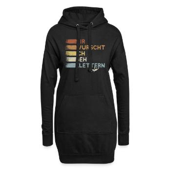 Retro Boulderer Mir Wurscht ich geh Klettern - Hoodie-Kleid - Schwarz - Vorne