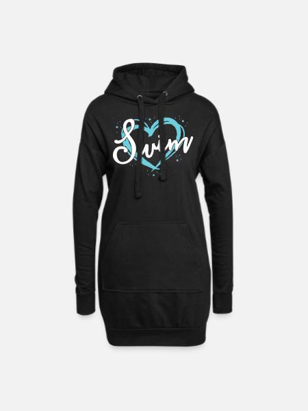Liebes-Schwimmen-Schwimmen-Team-Hemd-Herz-Liebhaber-Blau - Hoodie-Kleid - Schwarz