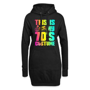 70er Jahre 70. 70s Generation Disco Kostüm - Hoodie-Kleid - Schwarz - Vorne