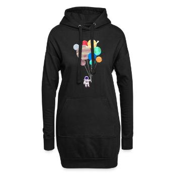Astronaute planète univers galaxie de l'espace - Sweat-shirt à capuche long Femme - noir - Devant