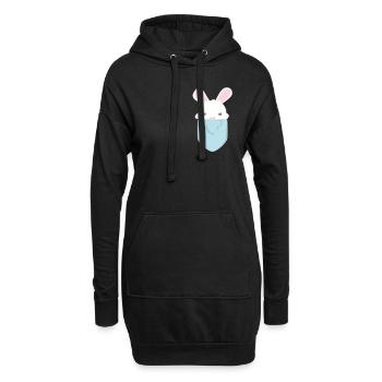 Suesser Kawaii Hase in Tasche - Hoodie-Kleid - Schwarz - Vorne