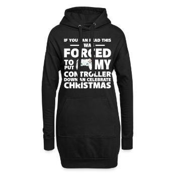 Gamer Weihnachten - Hoodie-Kleid - Schwarz - Vorne