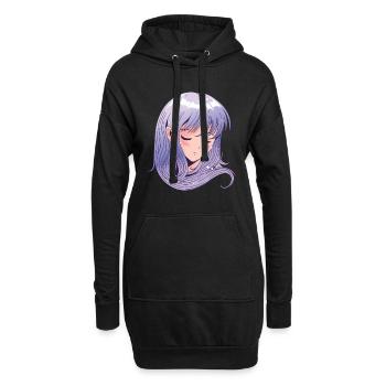 Anime Kopf Girl - Hoodie-Kleid - Schwarz - Vorne