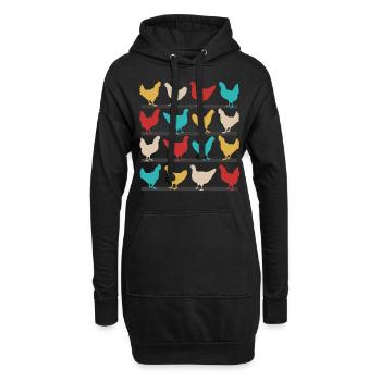 Chicken chickens cock stall animal farm farmer - Hoodie Dress - black - Front
