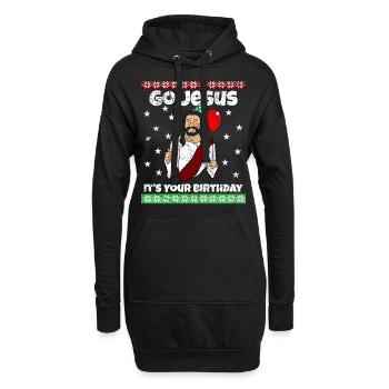 Go Jesus Birthday Team Jesus Weihnachten Lustig - Hoodie-Kleid - Schwarz - Vorne
