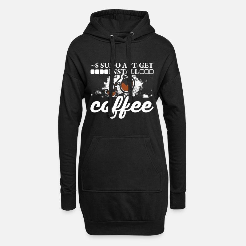 Linux Sudo Apt - Installieren Sie den Kaffee. - Hoodie-Kleid - Schwarz
