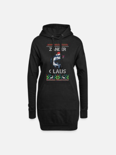 Ugly Christmas Fisch Angeln Zander - Hoodie-Kleid - Schwarz