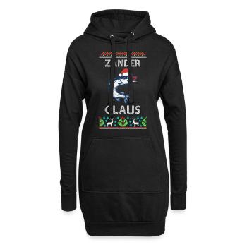 Ugly Christmas Angler Fisch Zander - Hoodie-Kleid - Schwarz - Vorne