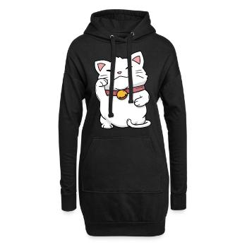 Neko Kawaii Maneki Maneki - Hoodie-Kleid - Schwarz - Vorne