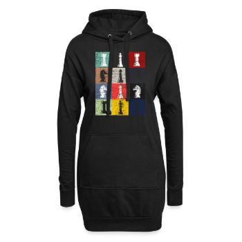 Pièces d'échecs - Sweat-shirt à capuche long Femme - noir - Devant