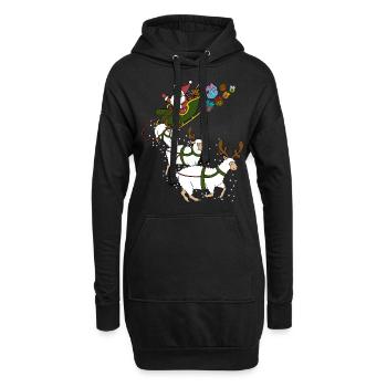 Moutons noël - Sweat-shirt à capuche long Femme - noir - Devant