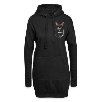 Chihuahua in Brusttasche - Hoodie-Kleid - Schwarz - Vorne