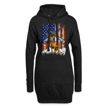 Jagen USA Wildjagd Hirsch Geweih Jaeger 4 - Hoodie-Kleid - Schwarz - Vorne