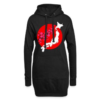 Japon - Sweat-shirt à capuche long Femme - noir - Devant