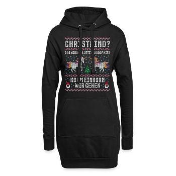 Komm Einhorn wir gehen Weihnachten Ugly Christmas - Hoodie-Kleid - Schwarz - Vorne