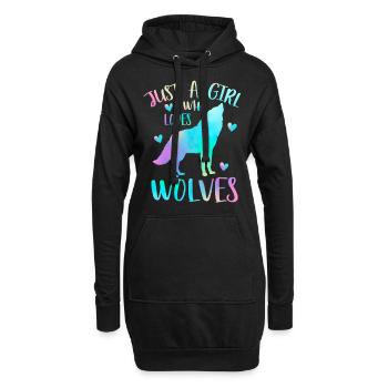 Juste une fille qui aime les loups - Wolf - Sweat-shirt à capuche long Femme - noir - Devant