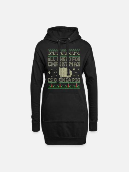 Meerschweinchen Weihnachten Motiv Geschenk - Hoodie-Kleid - Schwarz