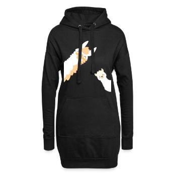 Alpaka Mutter und Kind Familie - Hoodie-Kleid - Schwarz - Vorne