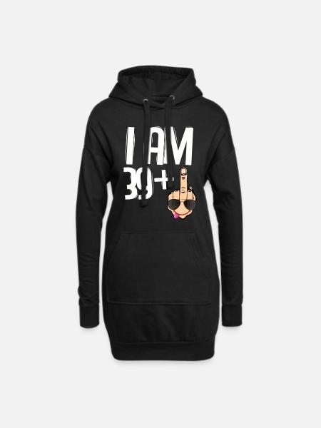 Lustige Geschenkideen zum 40. Geburtstag. Ich bin 39 + 1 Finger - Hoodie-Kleid - Schwarz