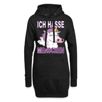Ich hasse Menschen - Hoodie-Kleid - Schwarz - Vorne