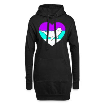 Beluga Wal Fisch Kostüm Retro Meer Leben - Hoodie-Kleid - Schwarz - Vorne