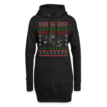 Hecht Ruprecht - Angler Geschenk, Ugly Christmas - Hoodie-Kleid - Schwarz - Vorne