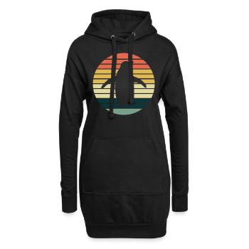Pingouin rétro pingouin - Sweat-shirt à capuche long Femme - noir - Devant