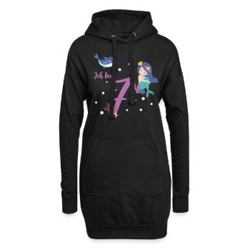 siebter Geburtstag 7 Jahre alt Geburtstagsshirt - Hoodie-Kleid - Schwarz - Vorne