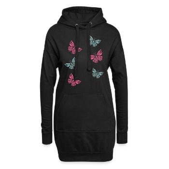 Papillons papillons - Sweat-shirt à capuche long Femme - noir - Devant