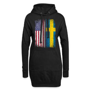 Drapeau de la Suède et des États-Unis fierté patrie - Sweat-shirt à capuche long Femme - noir - Devant