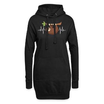 Heartbeat Sloth Clothing EKG Tree Branch Sloth - Hoodie Dress - black - Front
