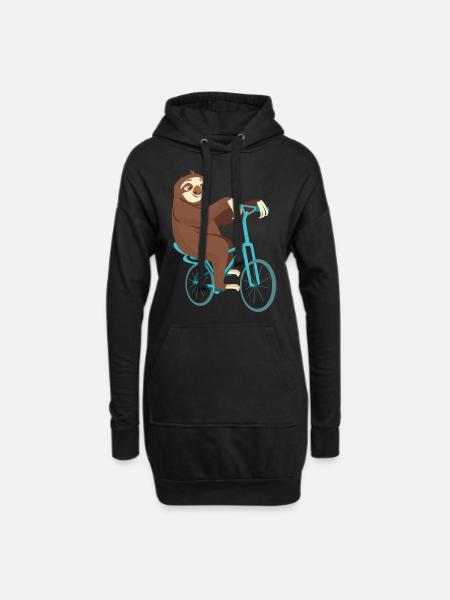 Radfahren Faultier Fahrrad Radfahren Radfahrer Geschenk Faultier - Hoodie-Kleid - Schwarz