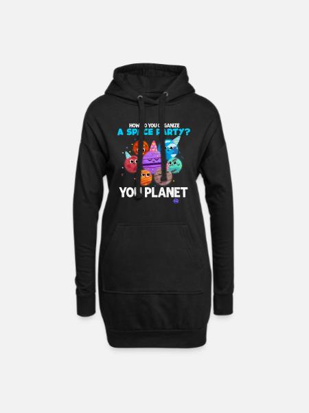 Planeten - Hoodie-Kleid - Schwarz